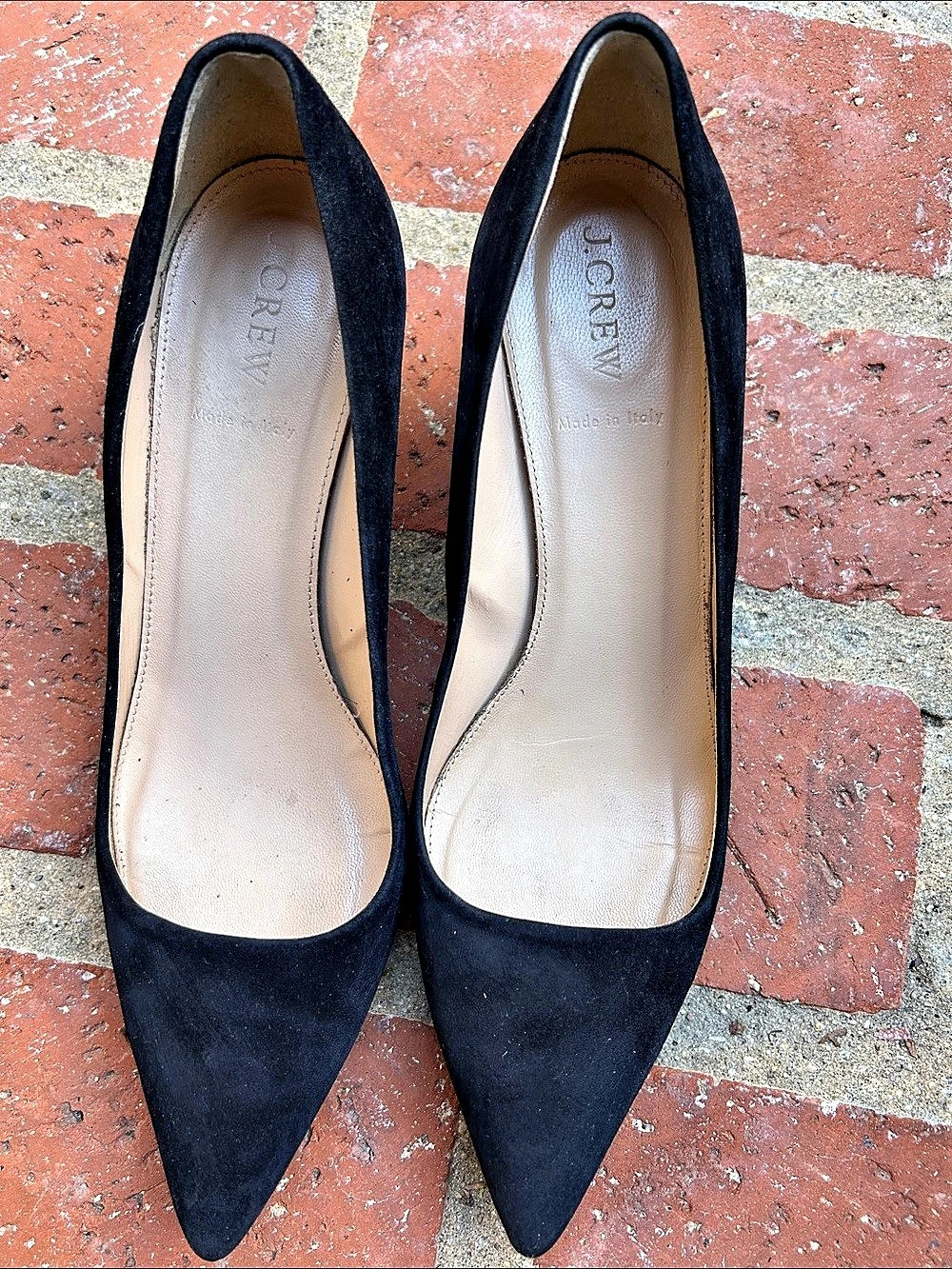 J.Crew Pointed-toe kitten heels in suede Black US 9.5 WOMENS size. made in Italy